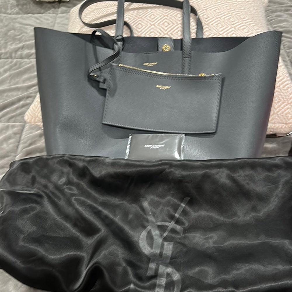 Saint Laurent Gray Tote with Modern Minimalist Design